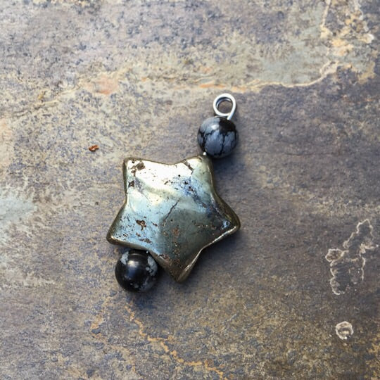 Pet Charm with Pyrite and Genuine Gemstones