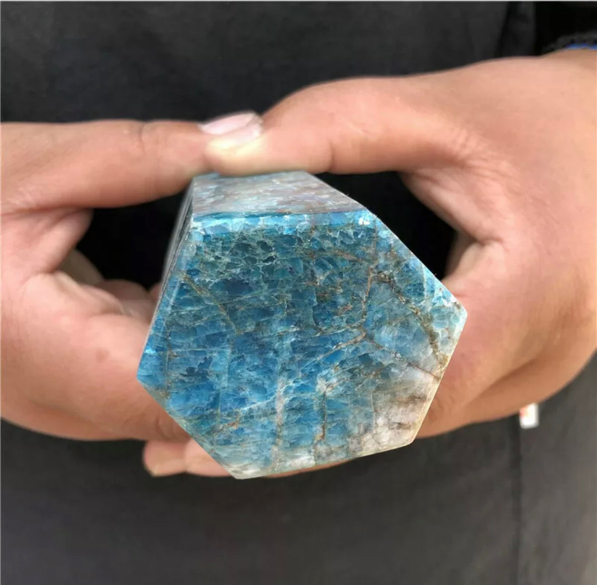 Natural apatite quartz obelisk crystal wand point healing