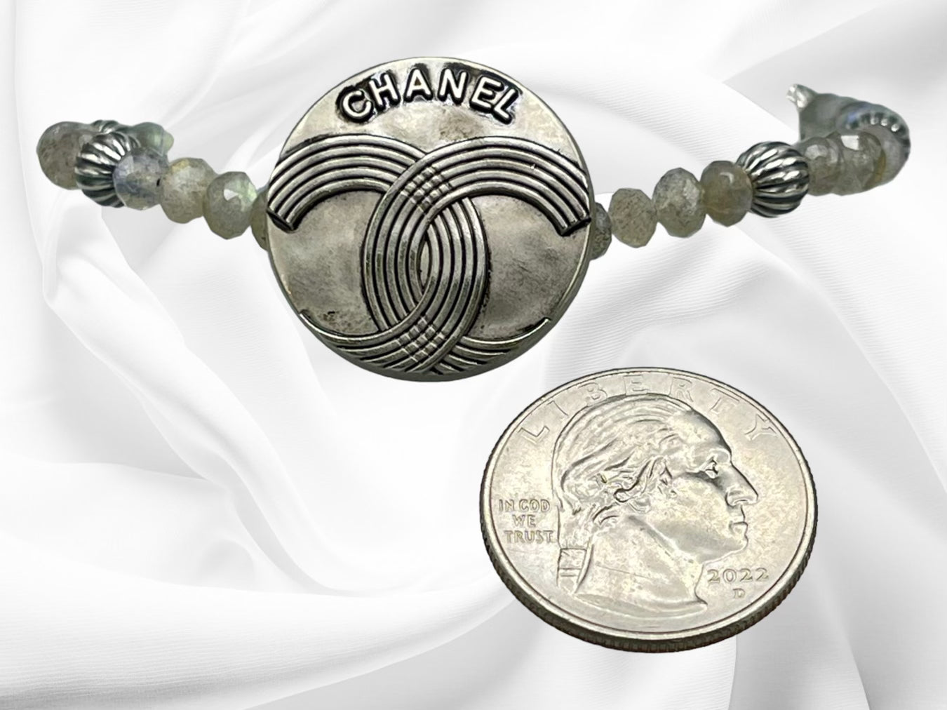 Vintage Designer Button Gemstone Bracelet