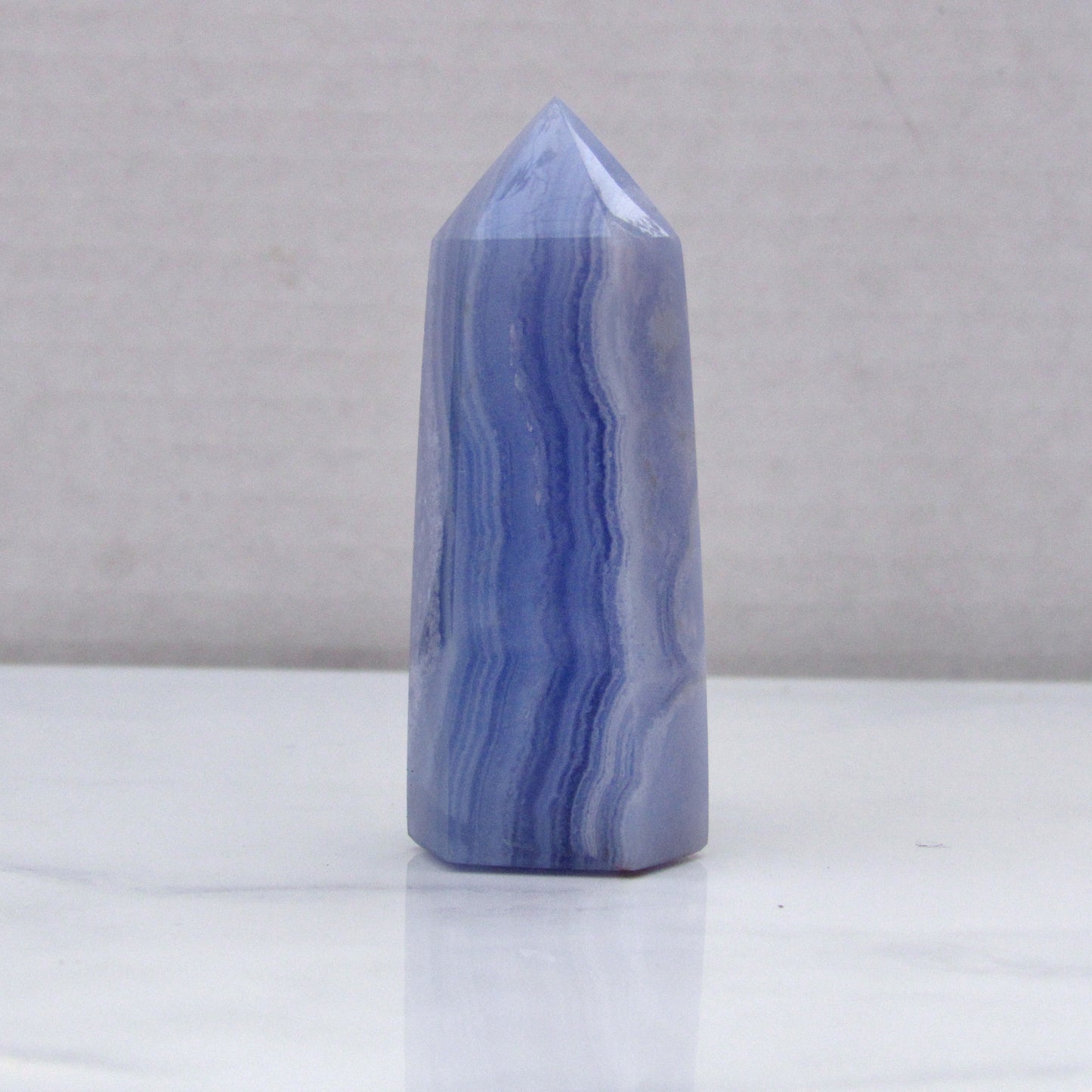 Natural Blue Lace Agate gemstone healing Wand