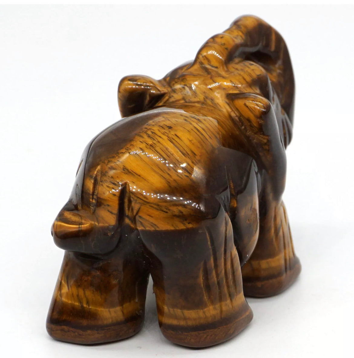 Natural Yellow Tiger Eye Gemstone Hand-Carved Elephant Gift