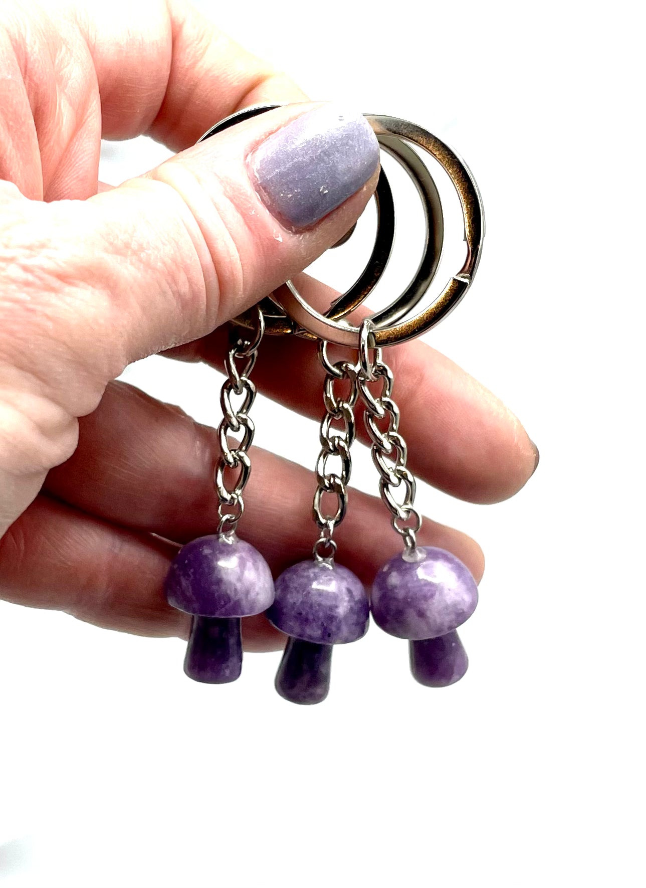 Lepidolite Mushroom Keychain