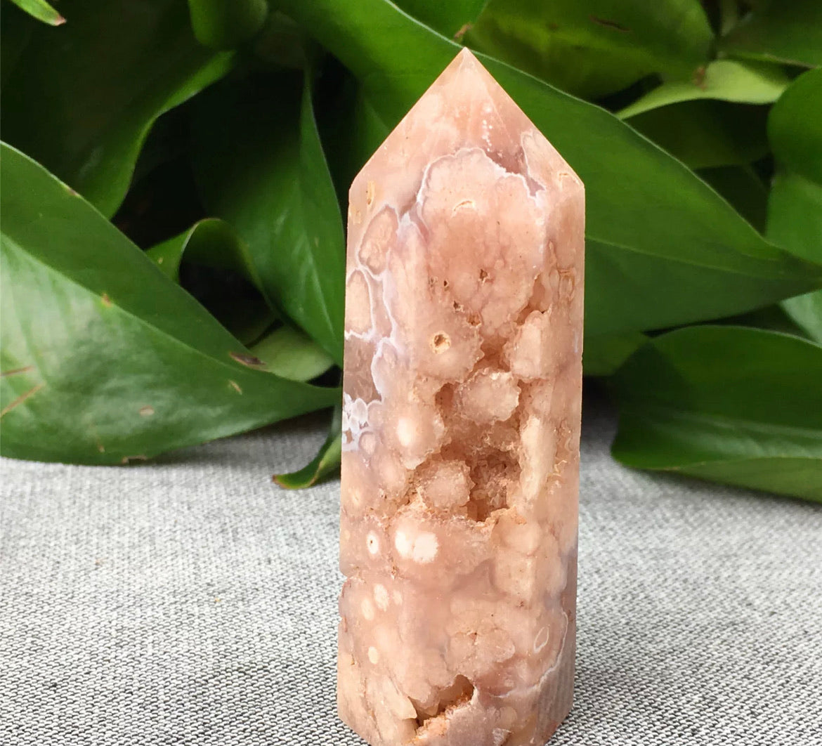 Natural Cherry Blossom Agate Wand Point