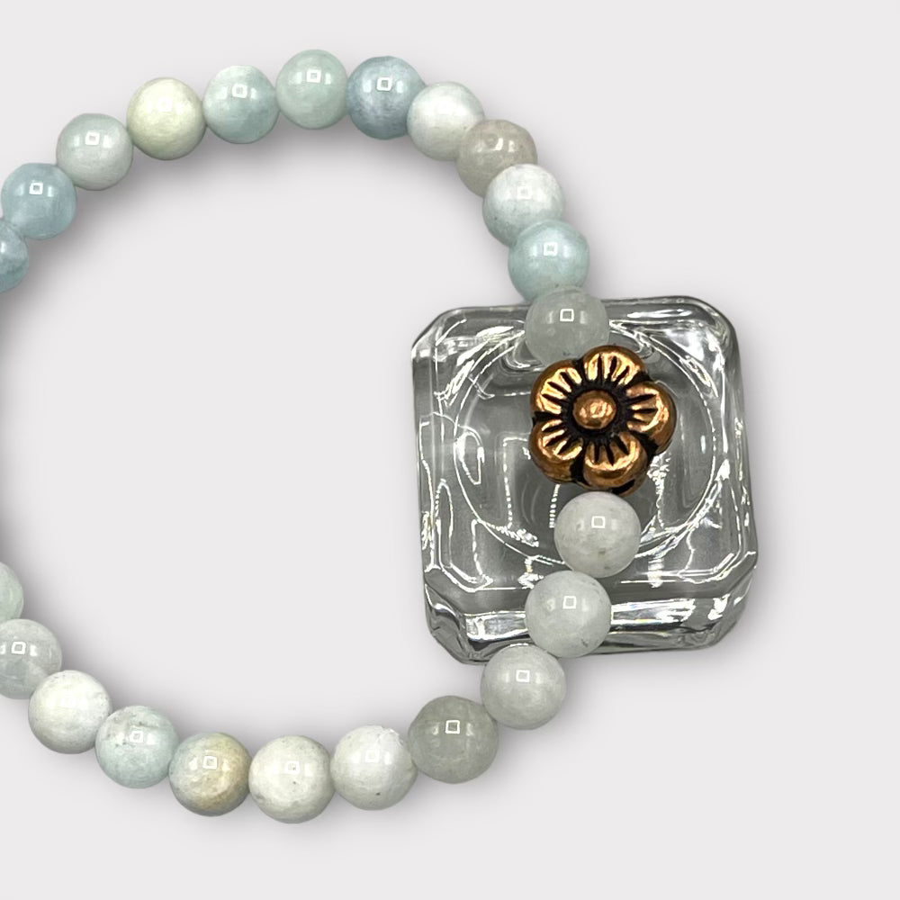 Aquamarine and Copper Flower bracelet