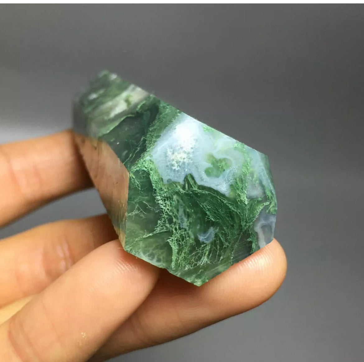 NATURAL moss agate gemstone tower Wand