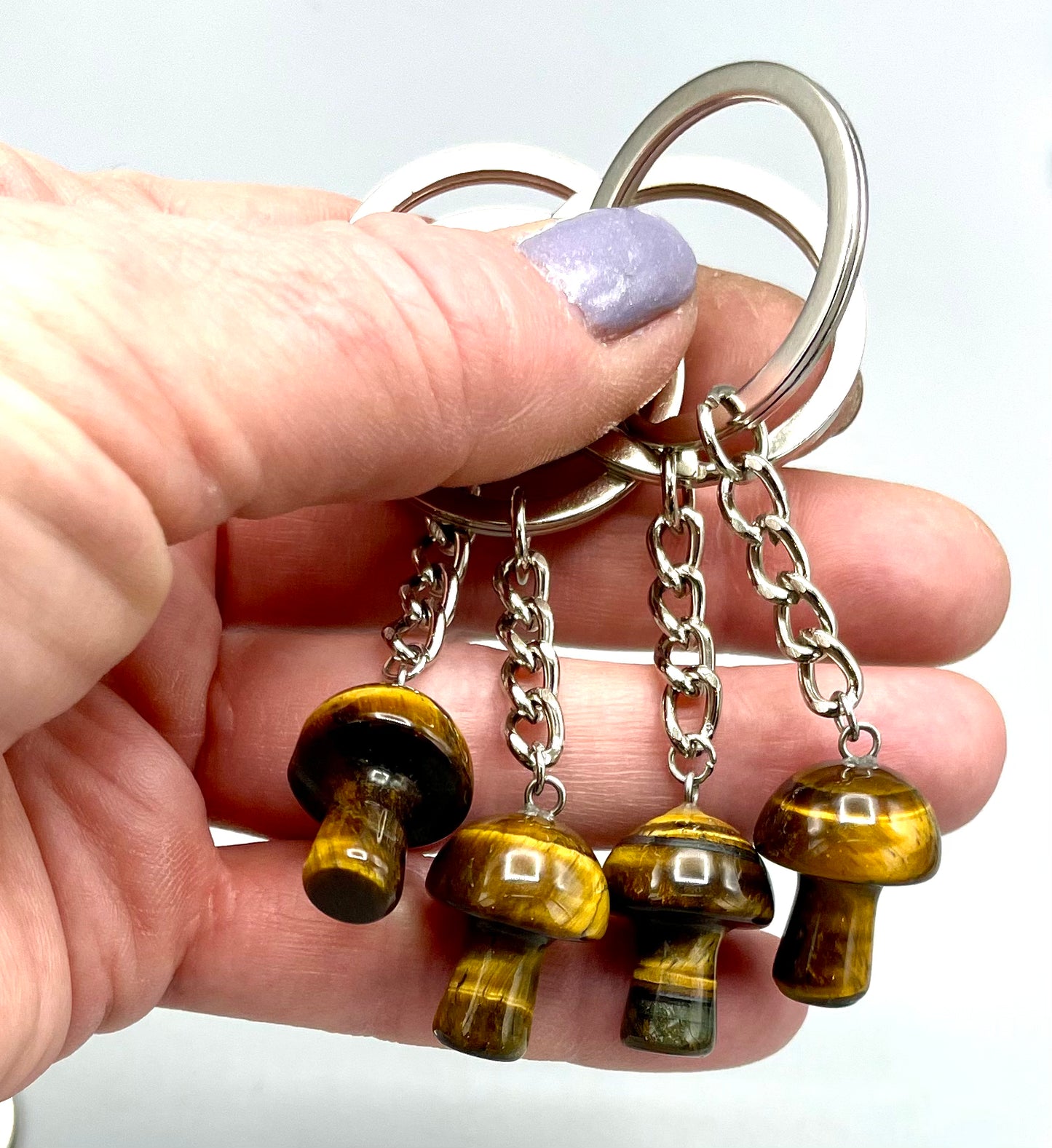 Tiger Eye Mushroom Keychain