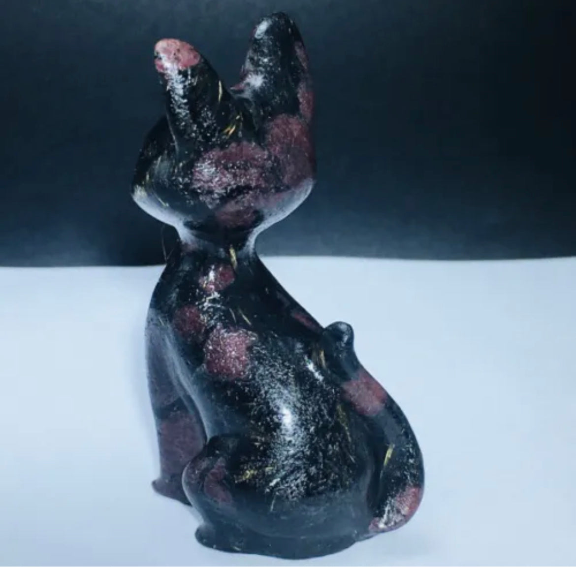 Garnet gemstone carved kitty