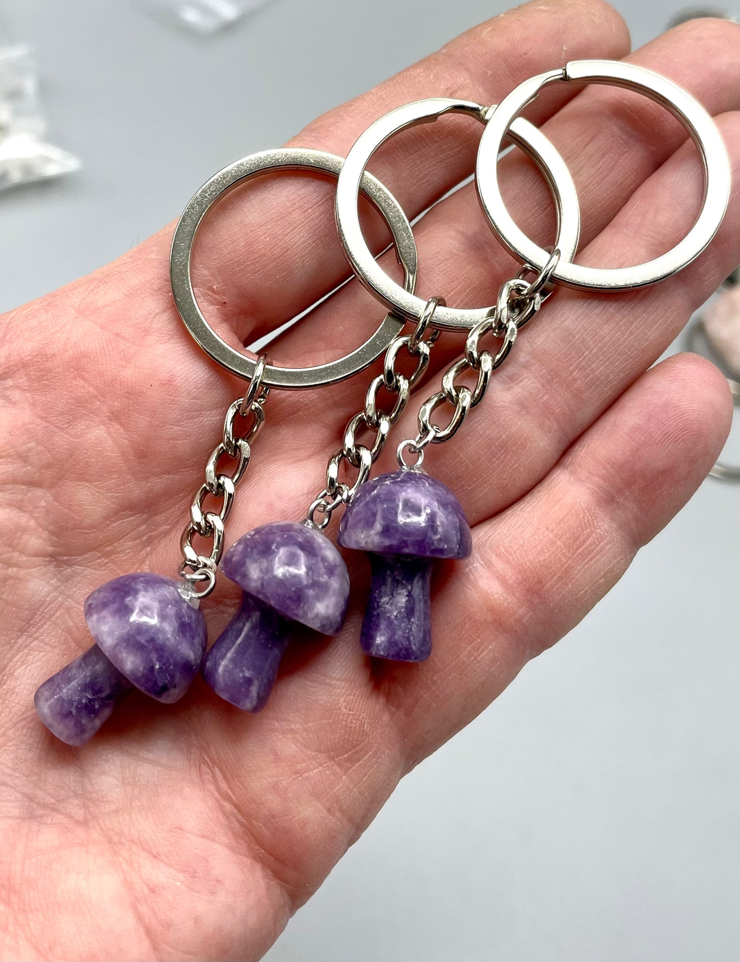 Lepidolite Mushroom Keychain
