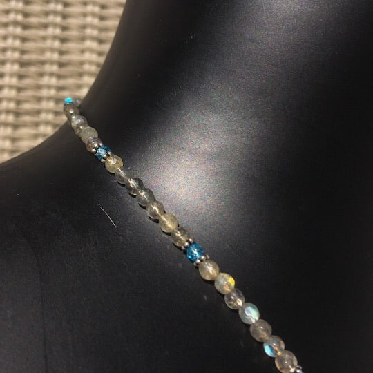 Women’s Blue jade Star, labradorite, blue topaz & sterling silver Gemstone Pendant Necklace