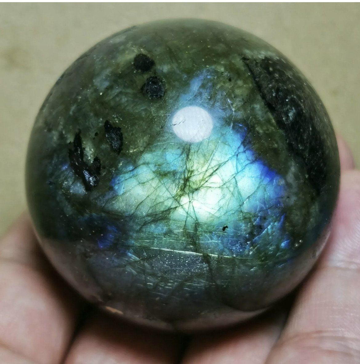 Natural Rainbow Labradorite Healing Crystal Ball