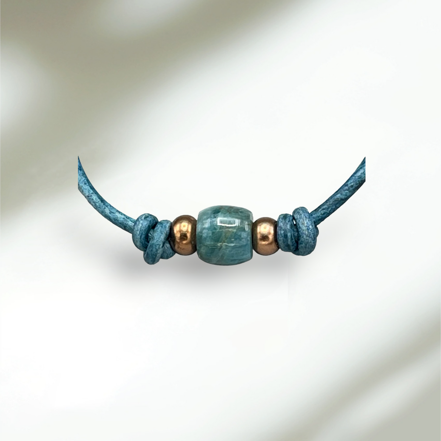 Apatite and Copper Leather Bracelet