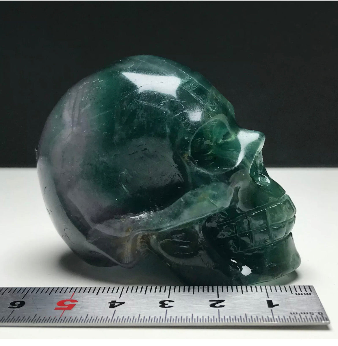 Fluorite gemstone. Hand-carved. Exquisite Skull