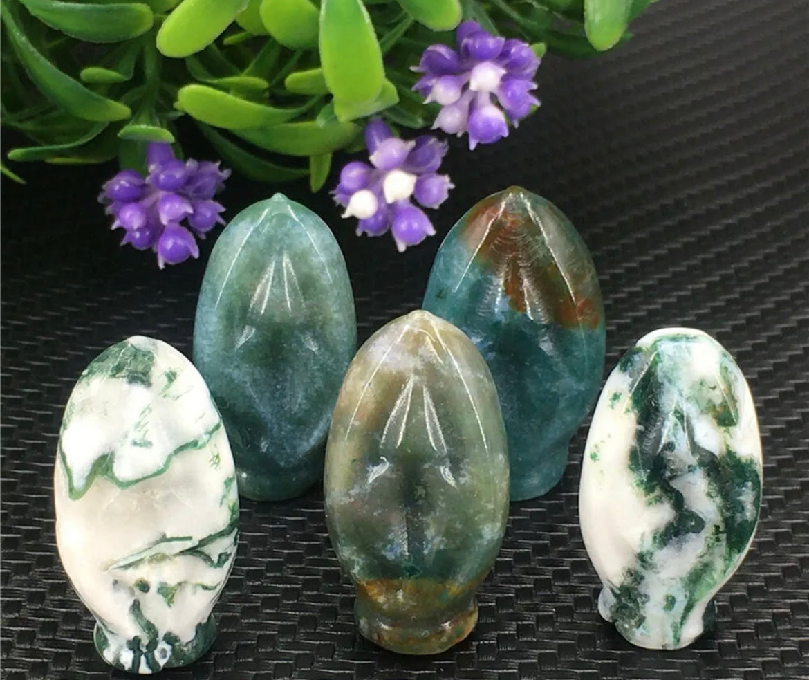 Moss Agate Vagina Figurine