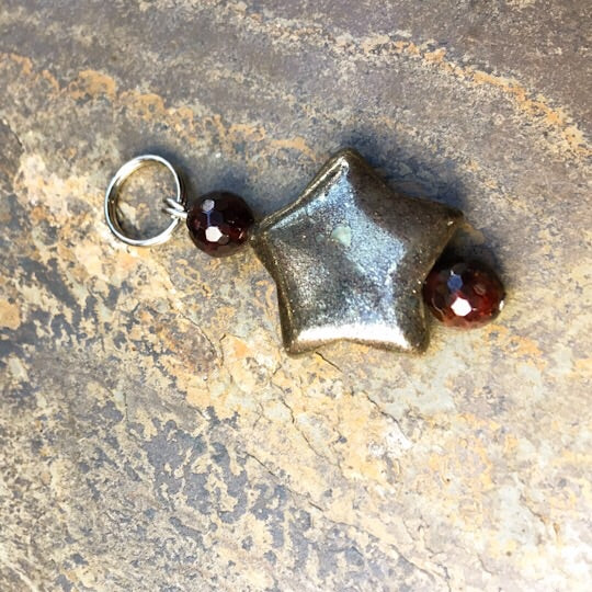 Pet Charm with Pyrite and Genuine Gemstones