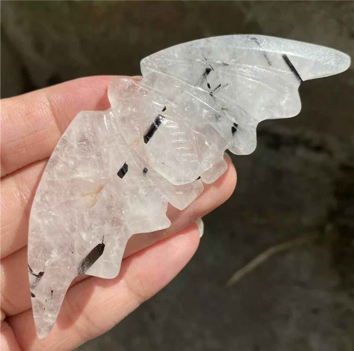 Natural Tourmaline Quartz Bat