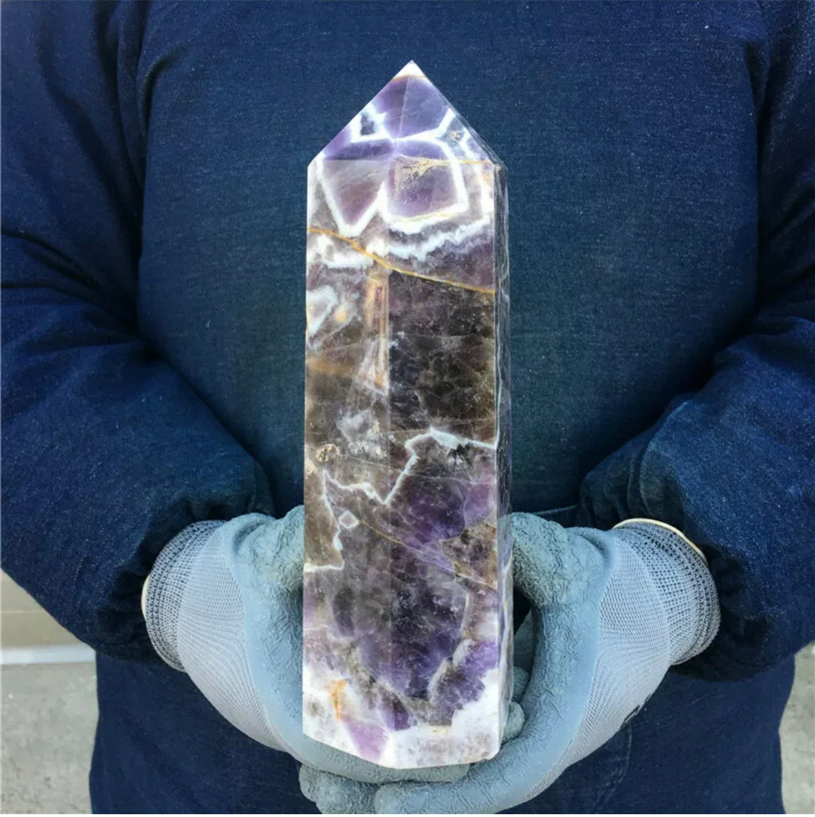 Natural amethyst gemstone tower point healing obelisk