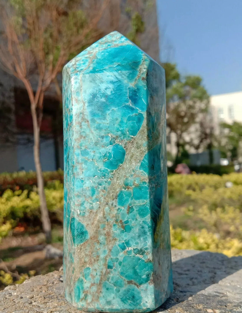 Natural Apatite gemstone Tower point Obelisk