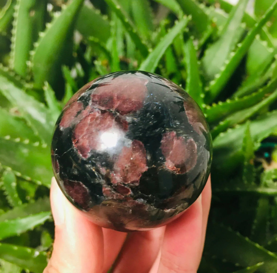 Natural garnet fireworks Sphere