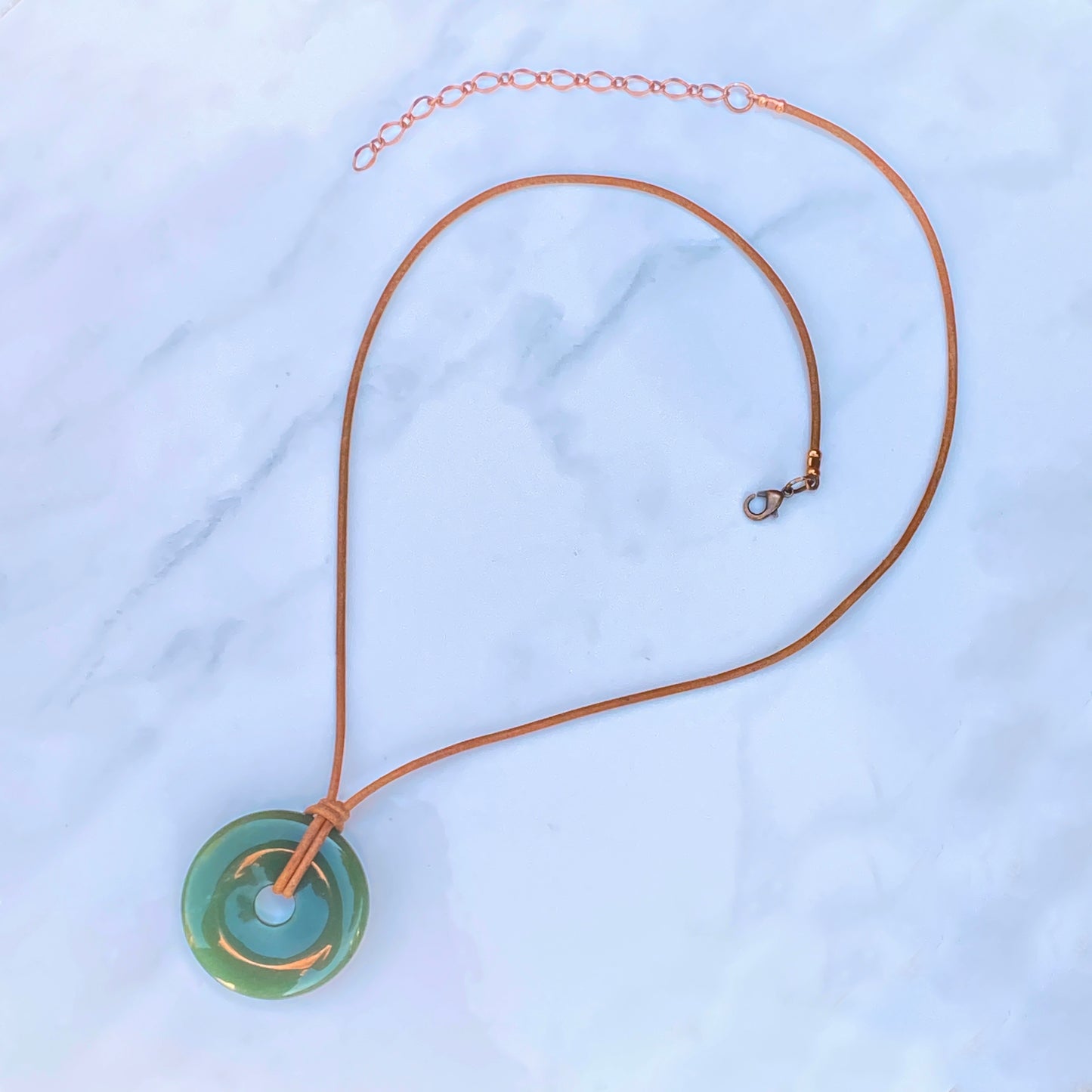 Green Aventurine and Leather Necklace