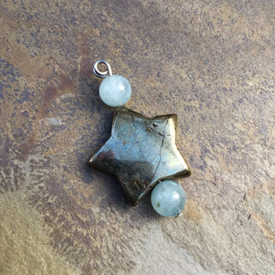 Pet Charm with Pyrite and Genuine Gemstones