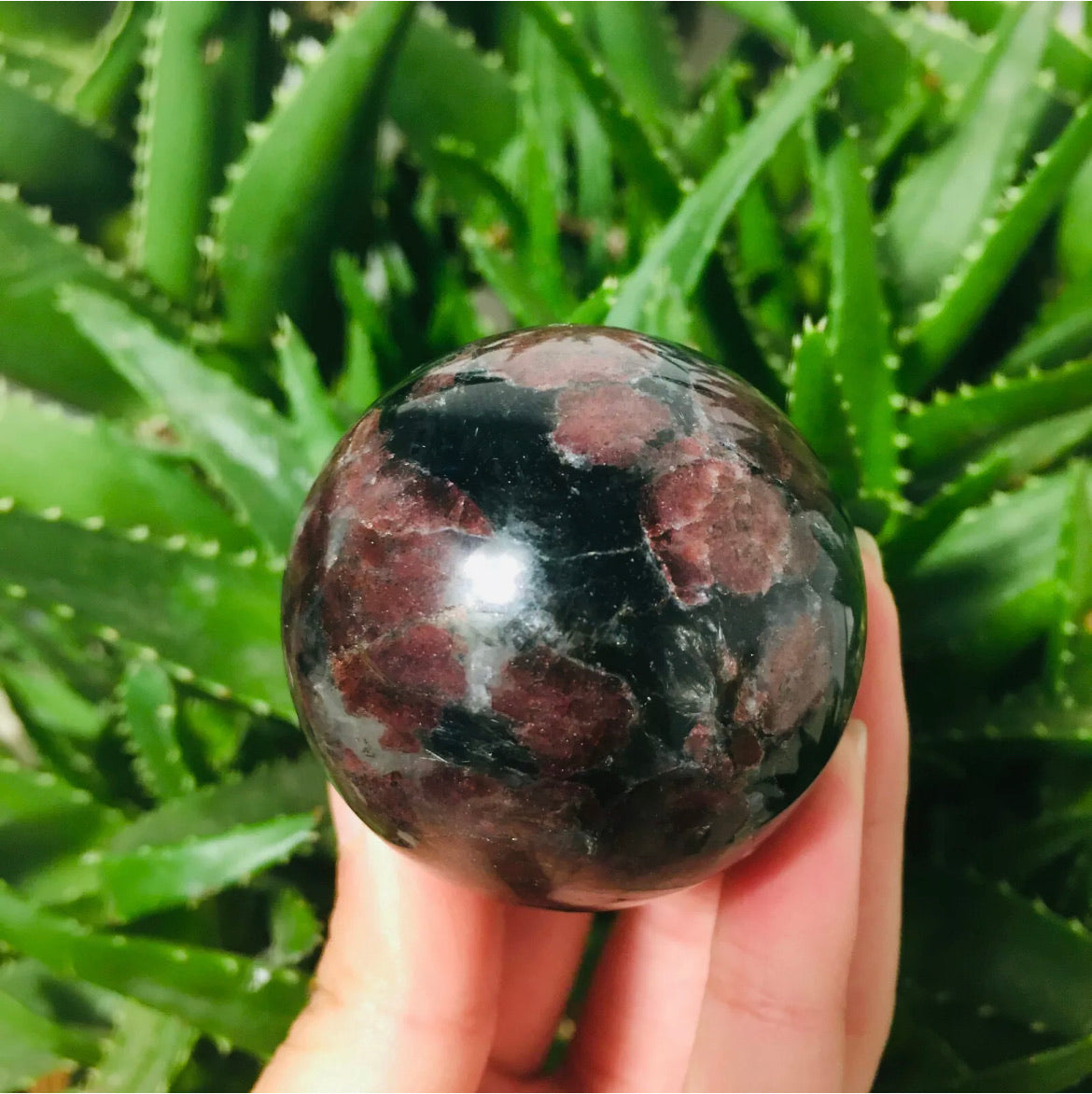 Natural garnet fireworks Sphere