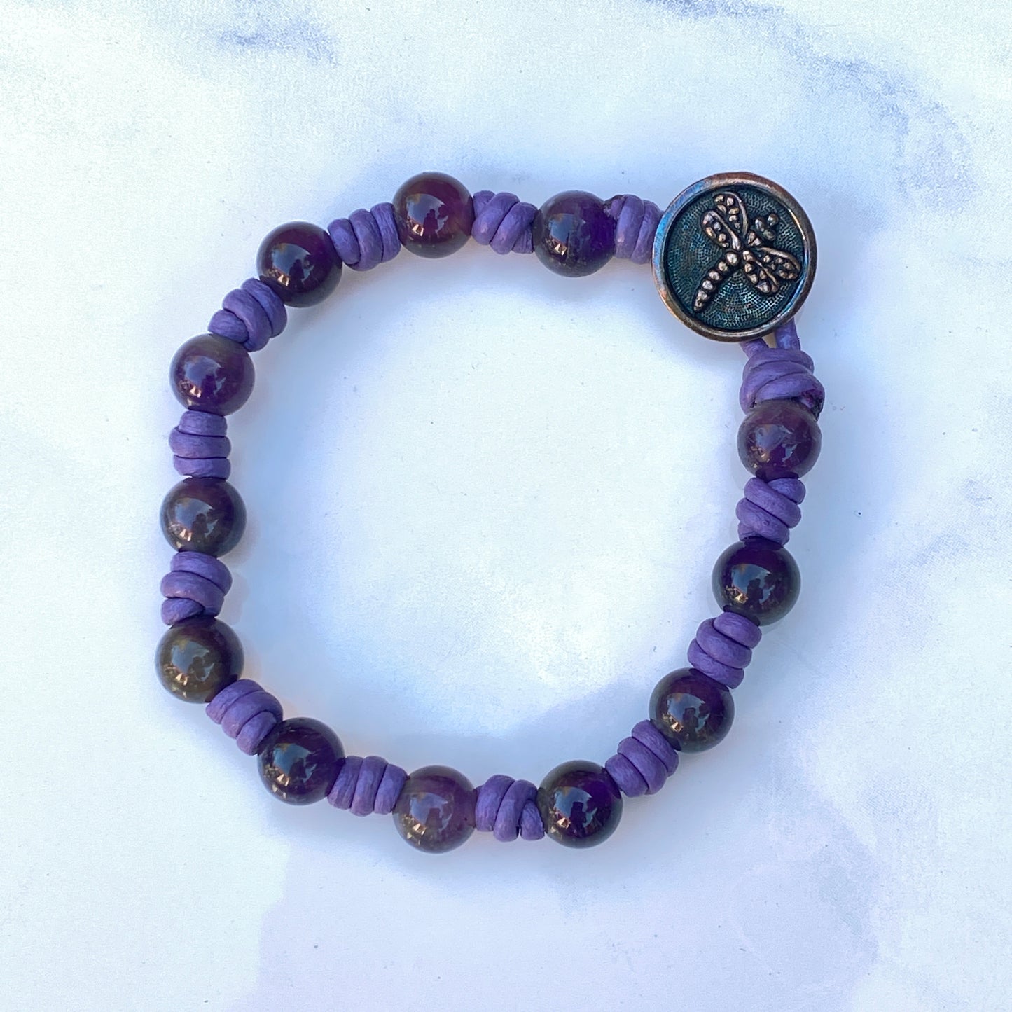 Amethyst gemstone genuine leather Bracelet
