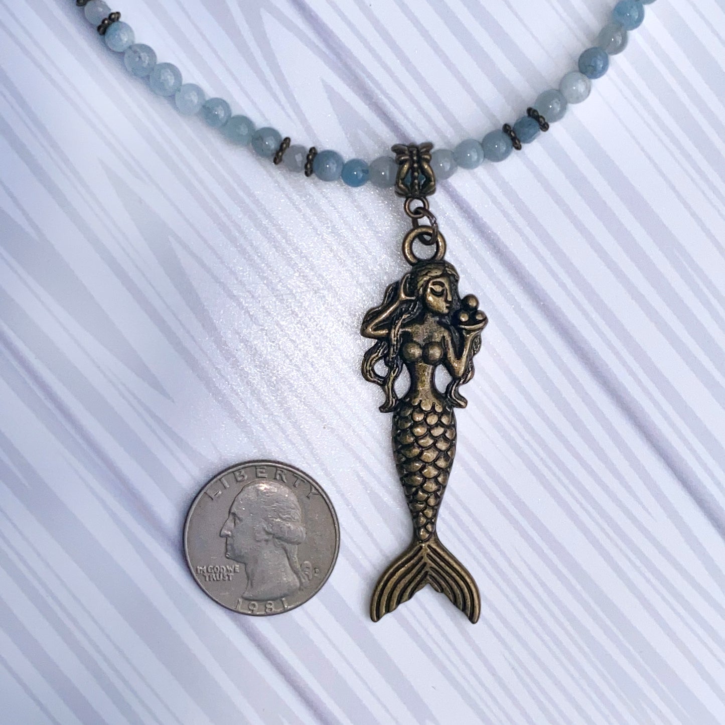 Aquamarine and Mermaid Necklace
