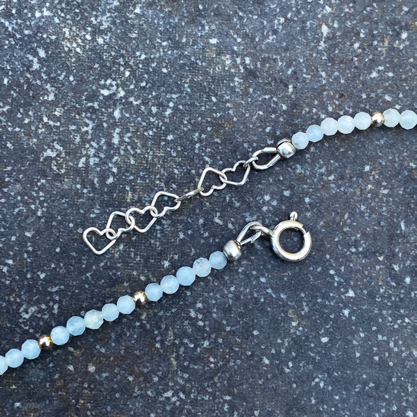 Evil Eye Heart with Aquamarine & Blue Topaz Gemstone necklace