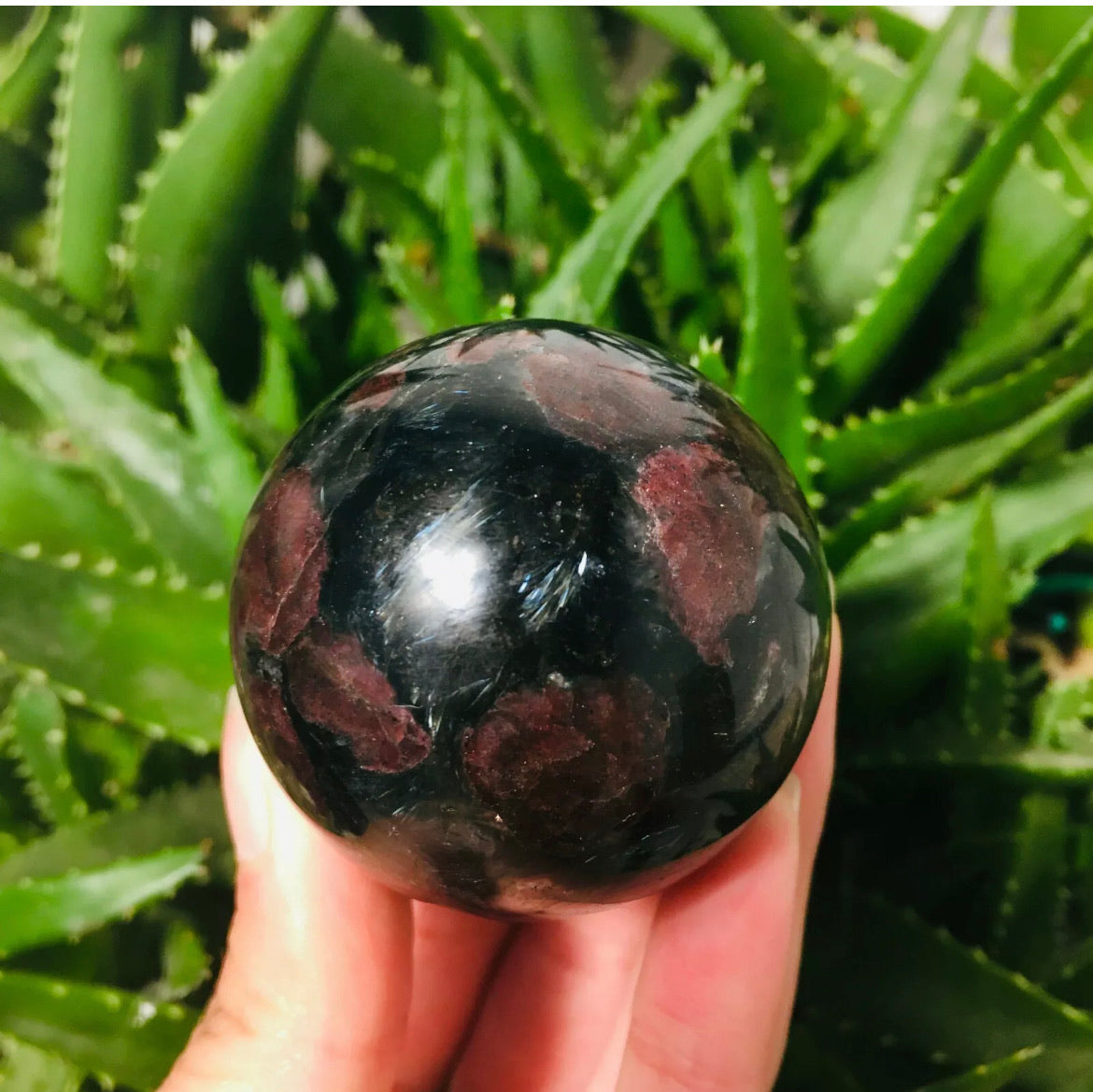 Natural garnet fireworks Sphere