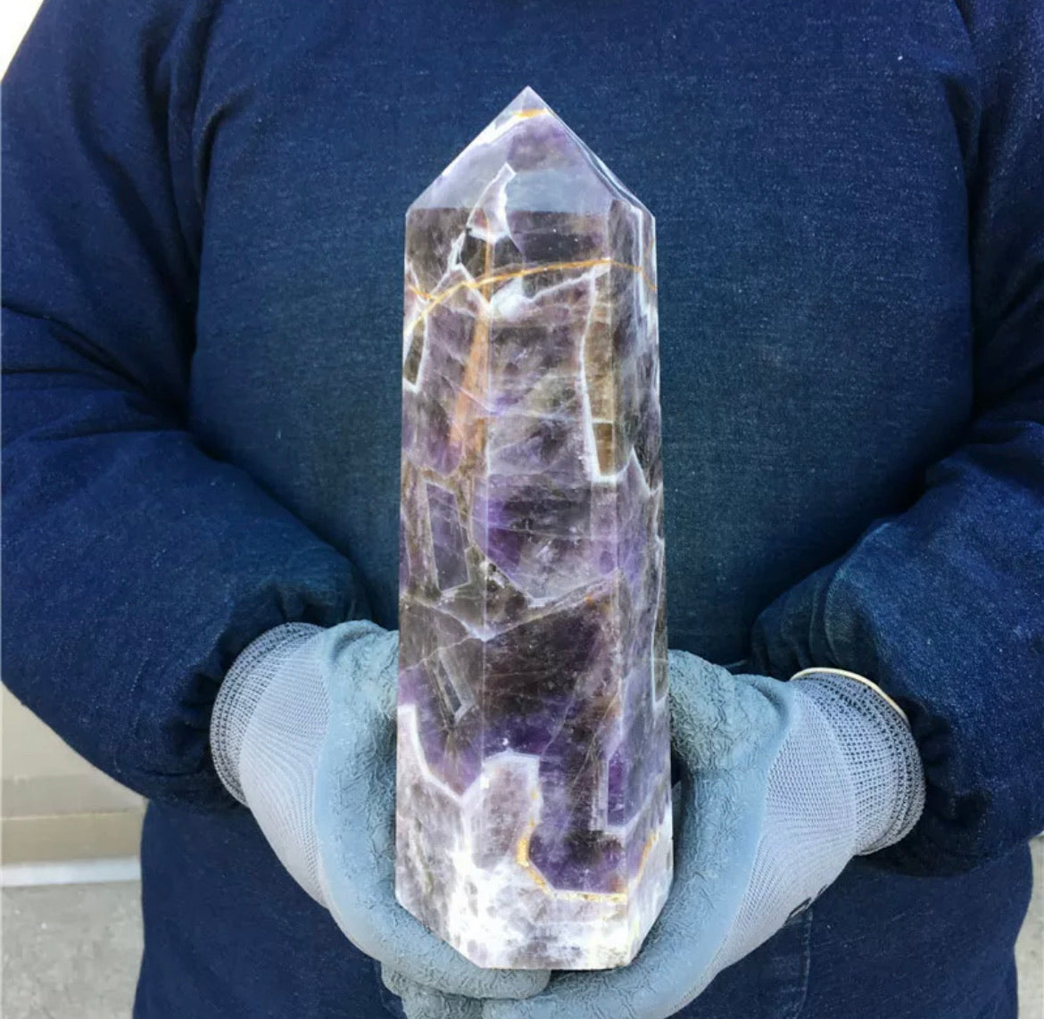 Natural amethyst gemstone tower point healing obelisk