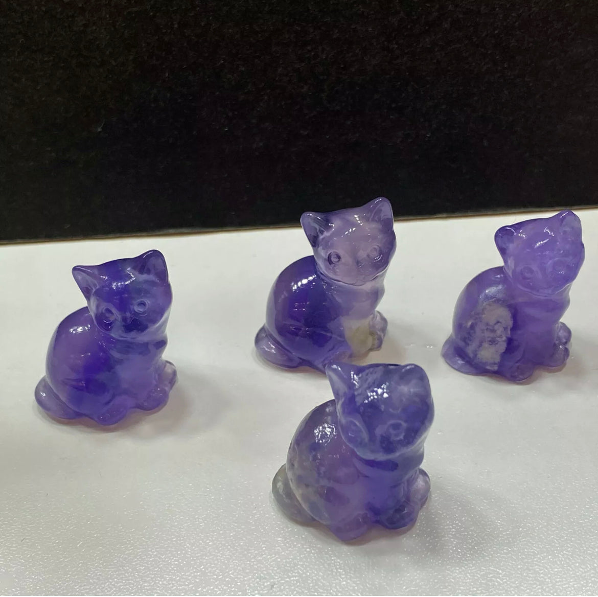 Natural Fluorite Kitty Cat Crystal Figurine