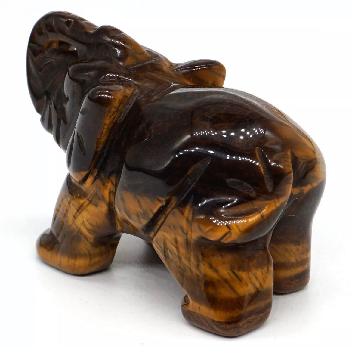 Natural Yellow Tiger Eye Gemstone Hand-Carved Elephant Gift