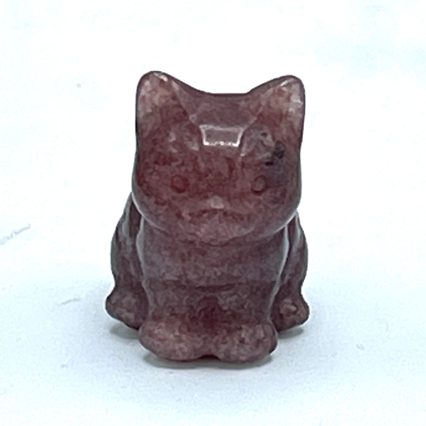 Strawberry Quartz gemstone Cat Figurine