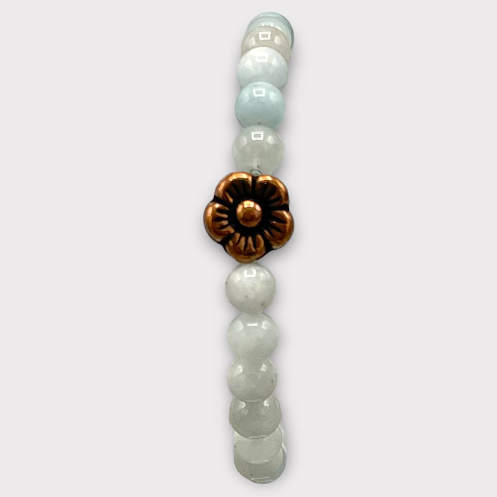 Aquamarine and Copper Flower bracelet