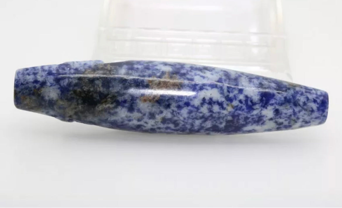 Blue Dot Jasper gemstone skull pipe