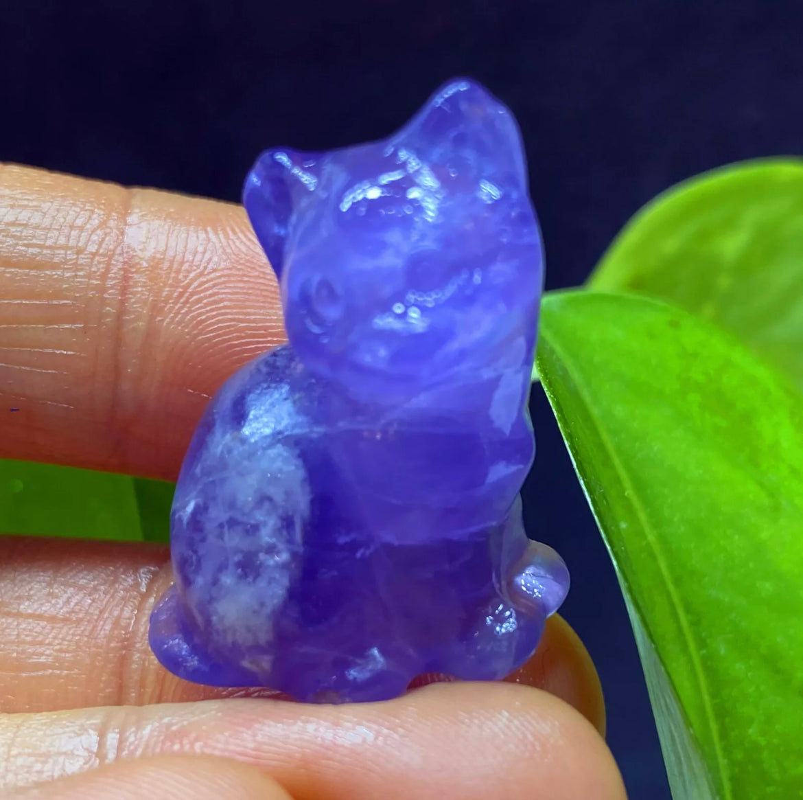 Natural Fluorite Kitty Cat Crystal Figurine