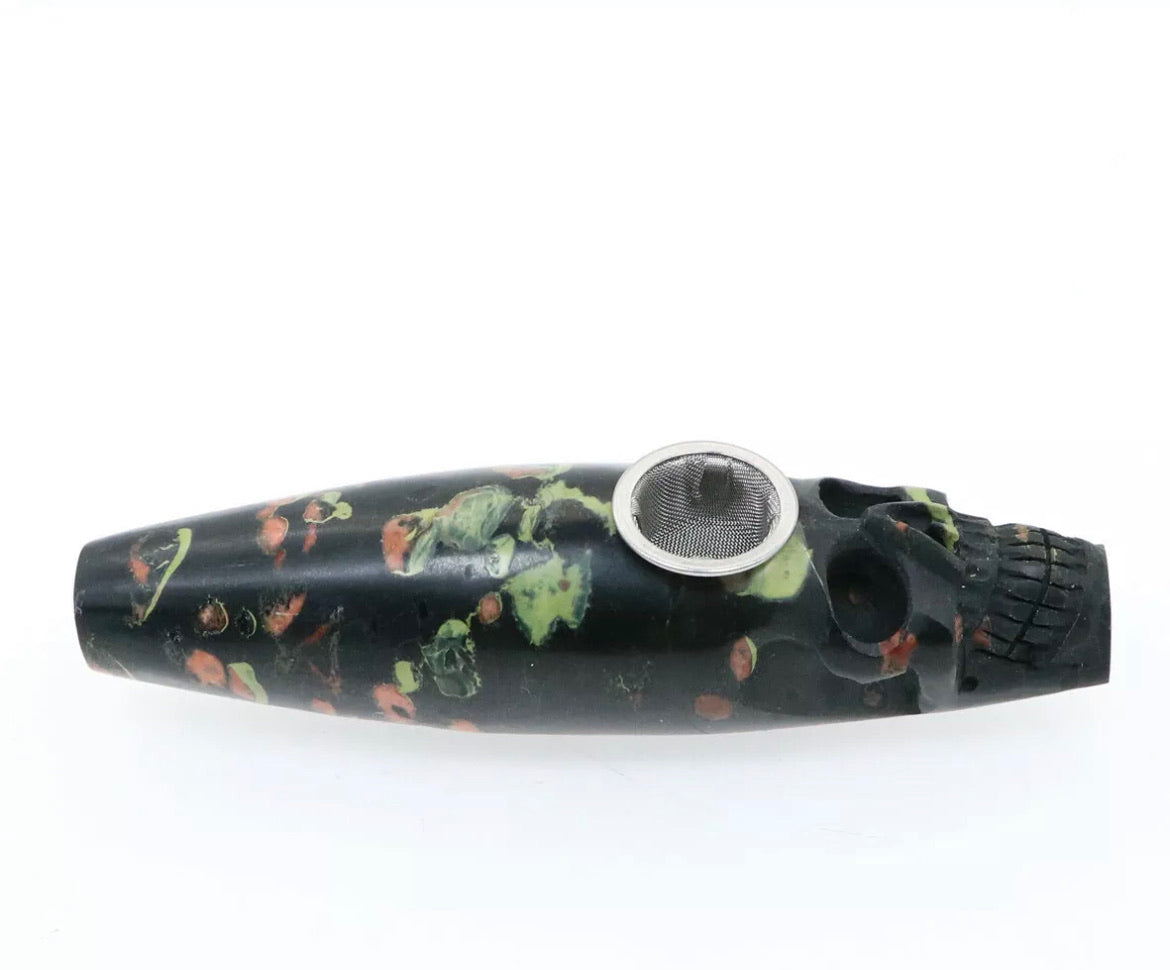 Plum Blossom Stone Skull Smoking Pipe