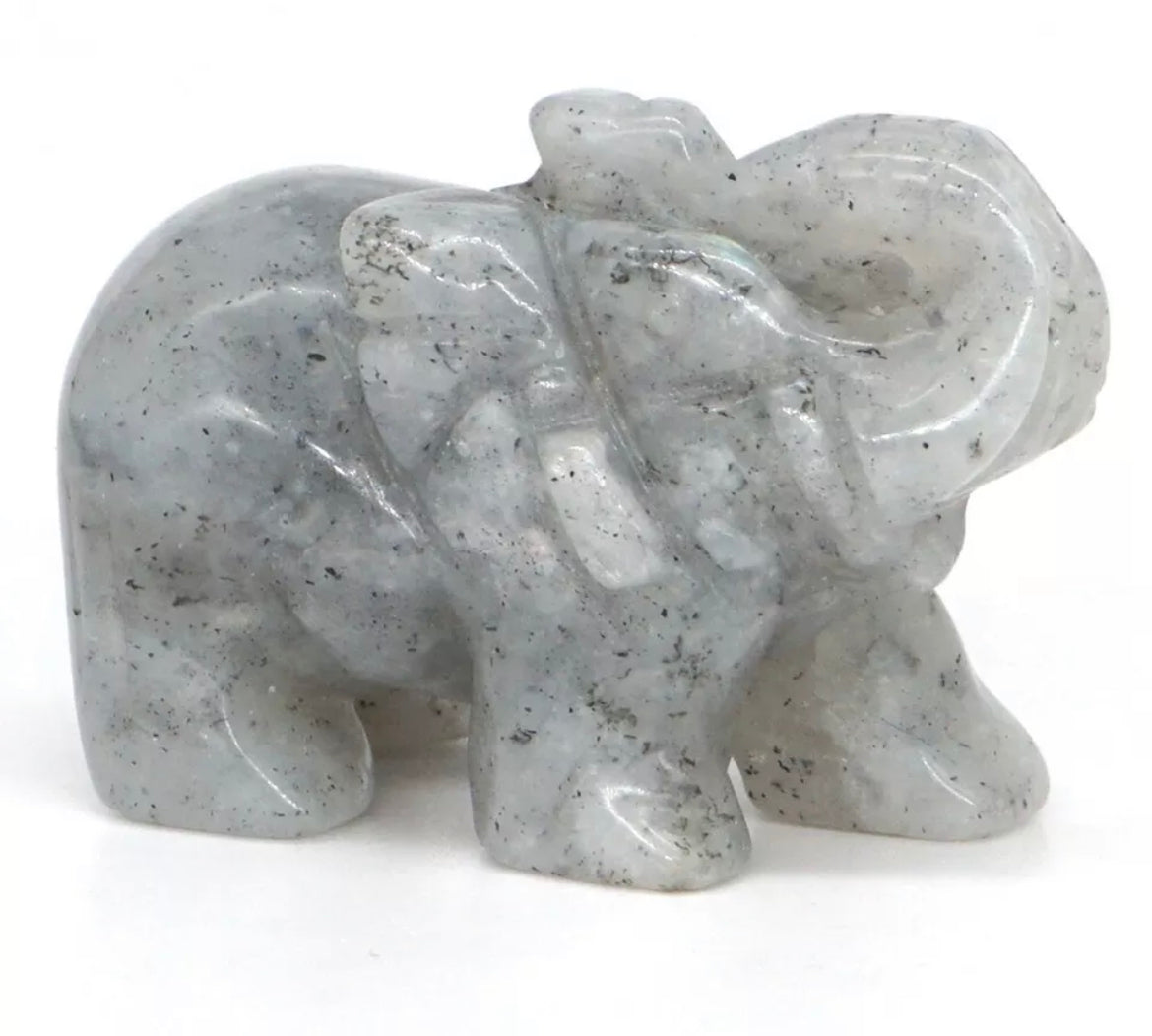 Natural Labradorite Elephant Crystal Gemstone Figurine
