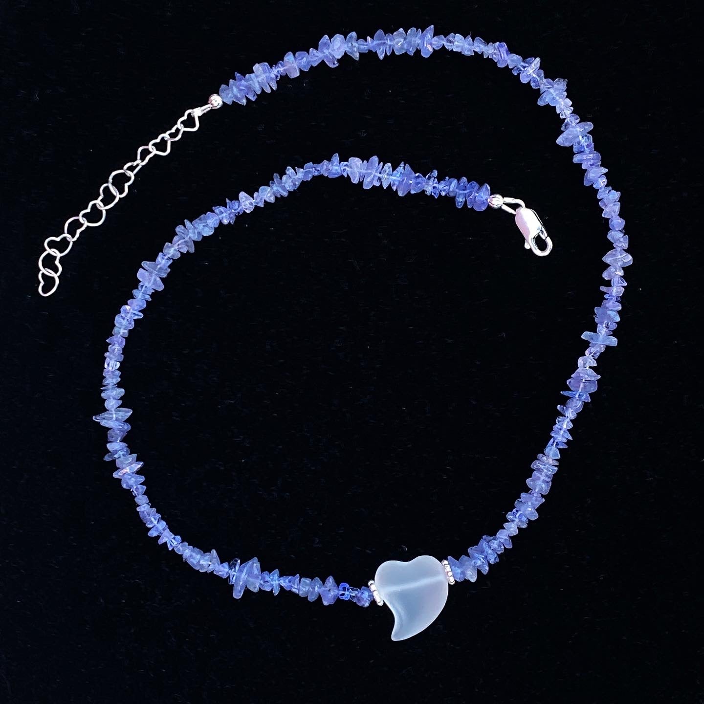 Tanzanite gemstones and Quartz Heart Necklace