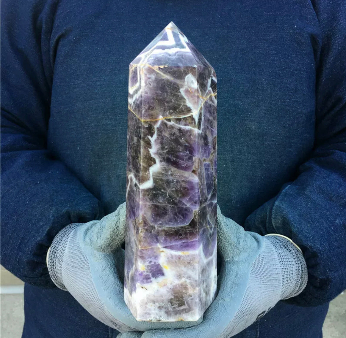 Natural amethyst gemstone tower point healing obelisk