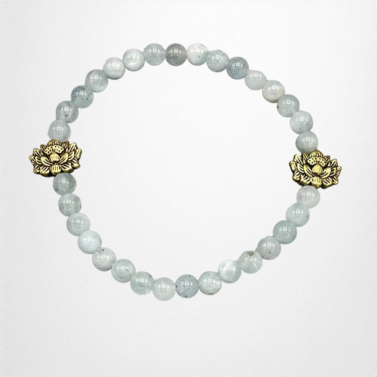 Aquamarine and Antique Gold Lotus Bracelet