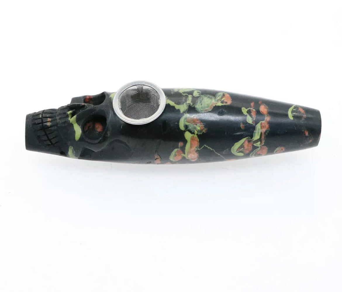 Plum Blossom Stone Skull Smoking Pipe
