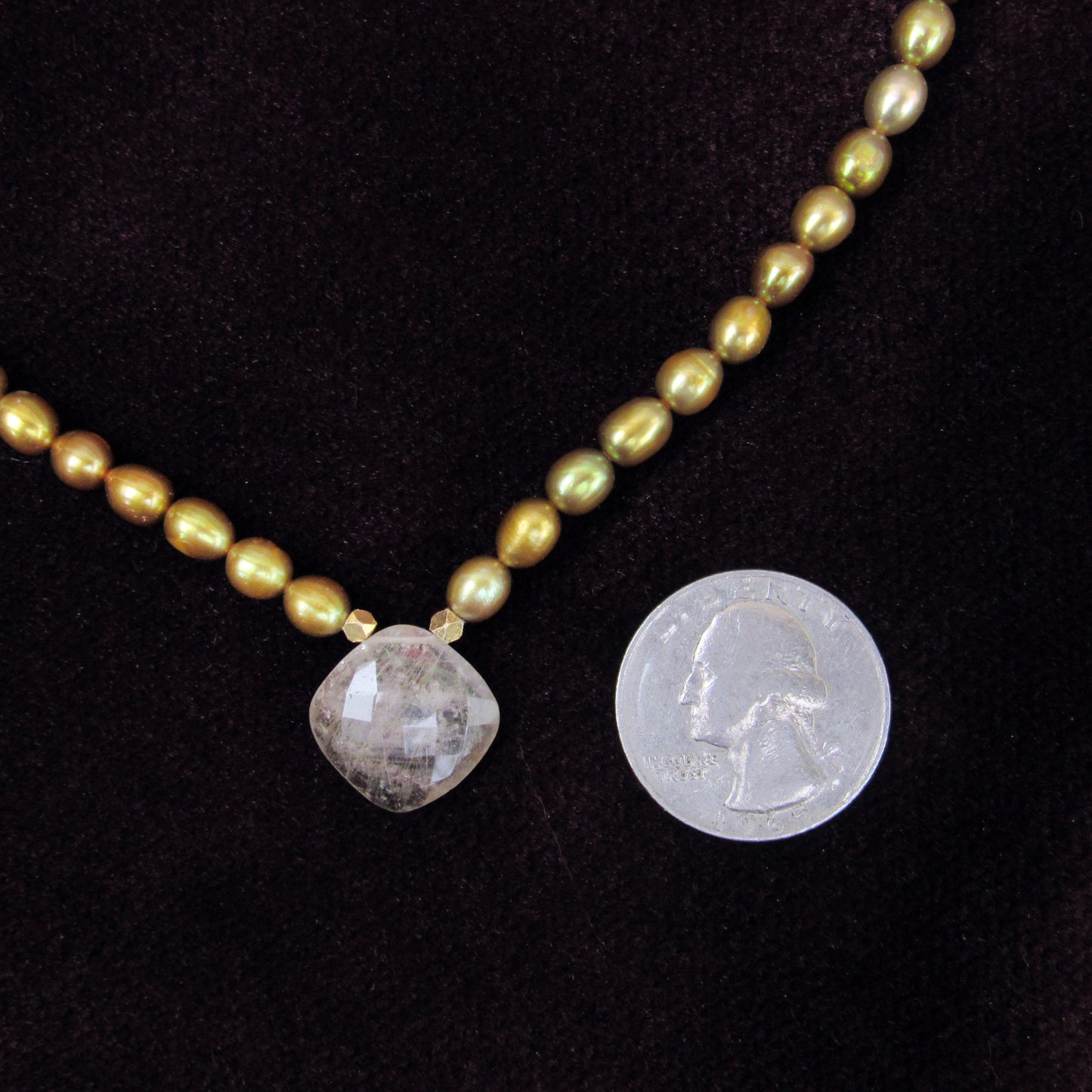 Rutilated Gold, Freshwater Pearls, 14 Kt GF Necklace