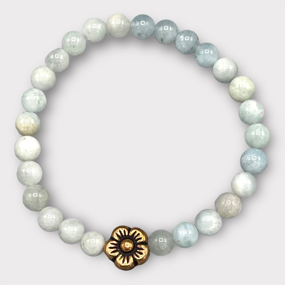 Aquamarine and Copper Flower bracelet