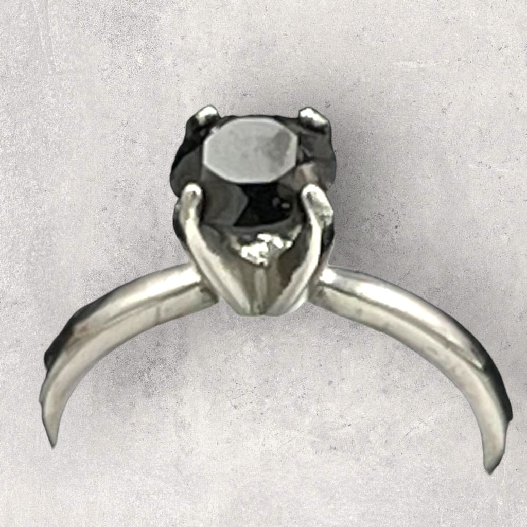 Sterling silver Black Spinel gemstone Ring