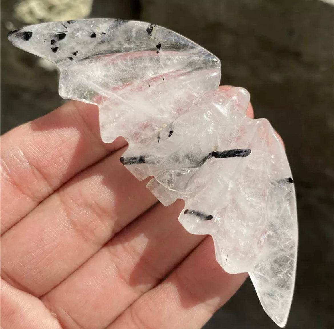 Natural Tourmaline Quartz Bat