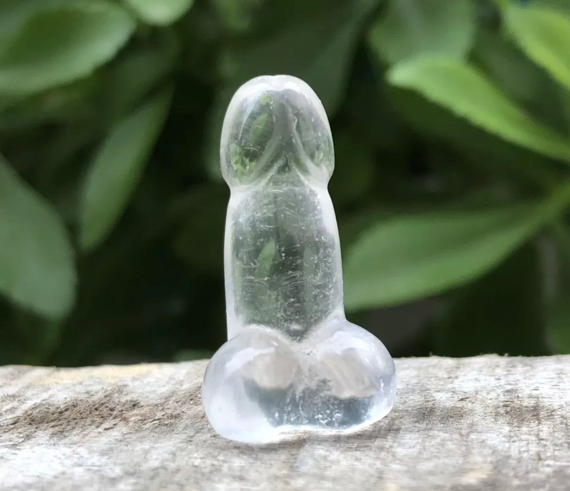 Natural Clear Quartz gemstone carved Penis