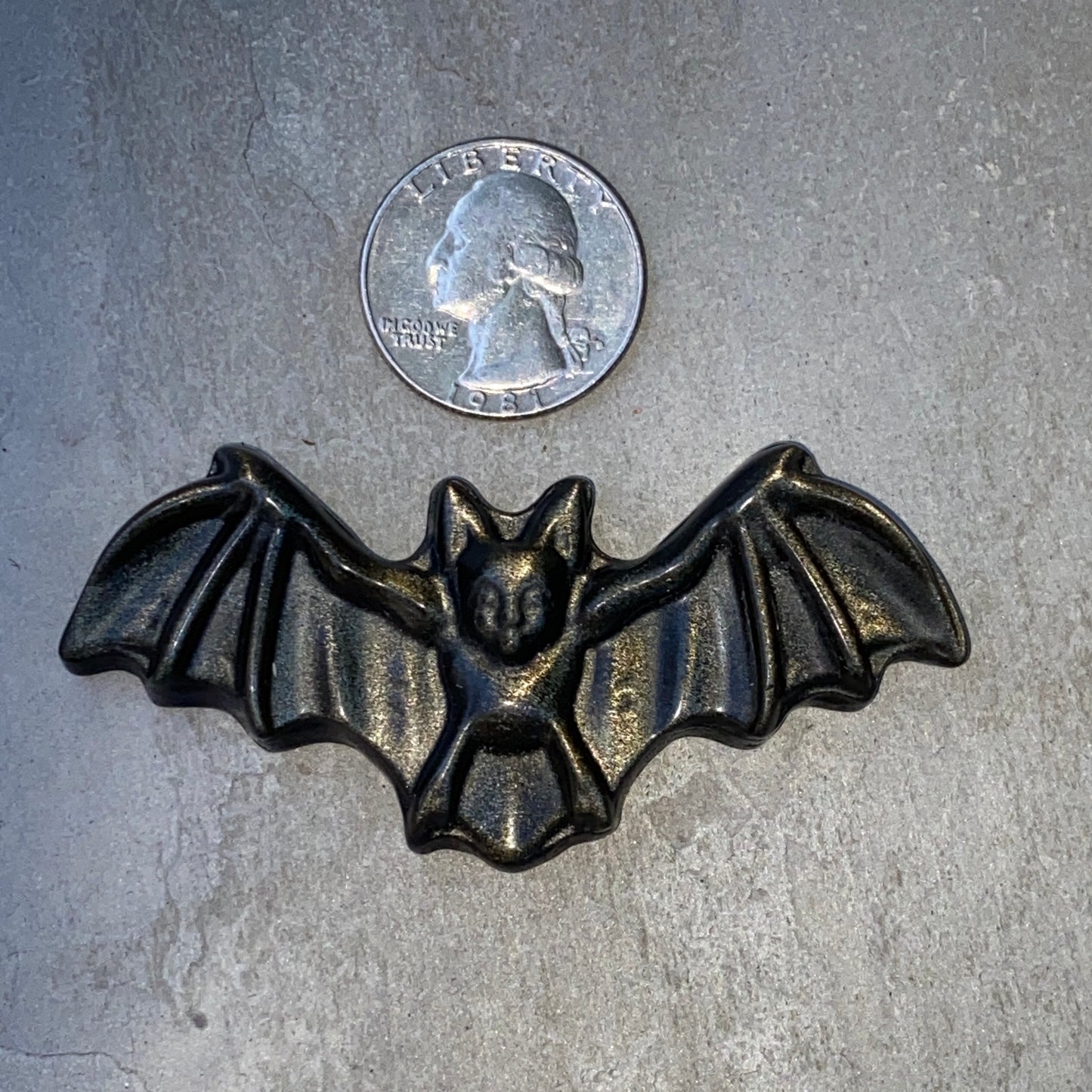 Natural Gold Obsidian gemstone carved Bat