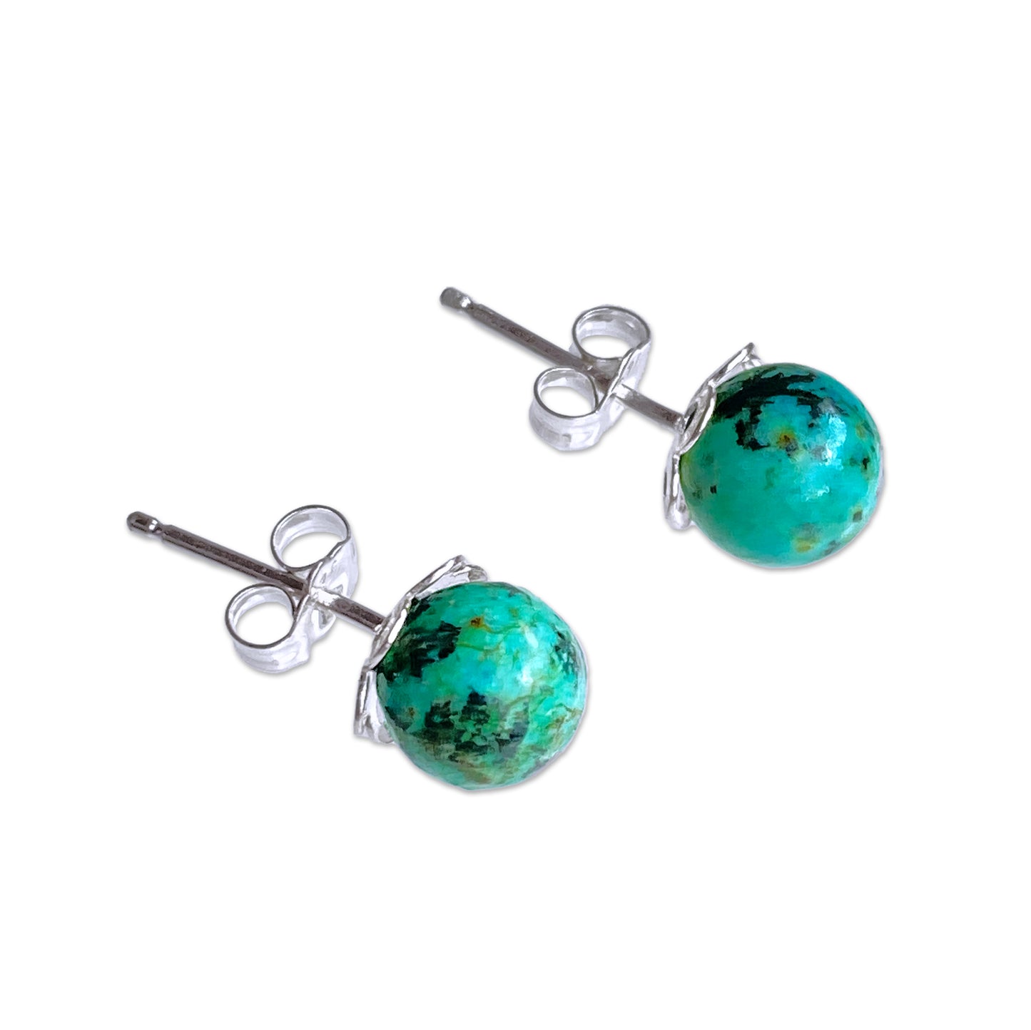 African Turquoise gemstone 8 mm Stud Earrings