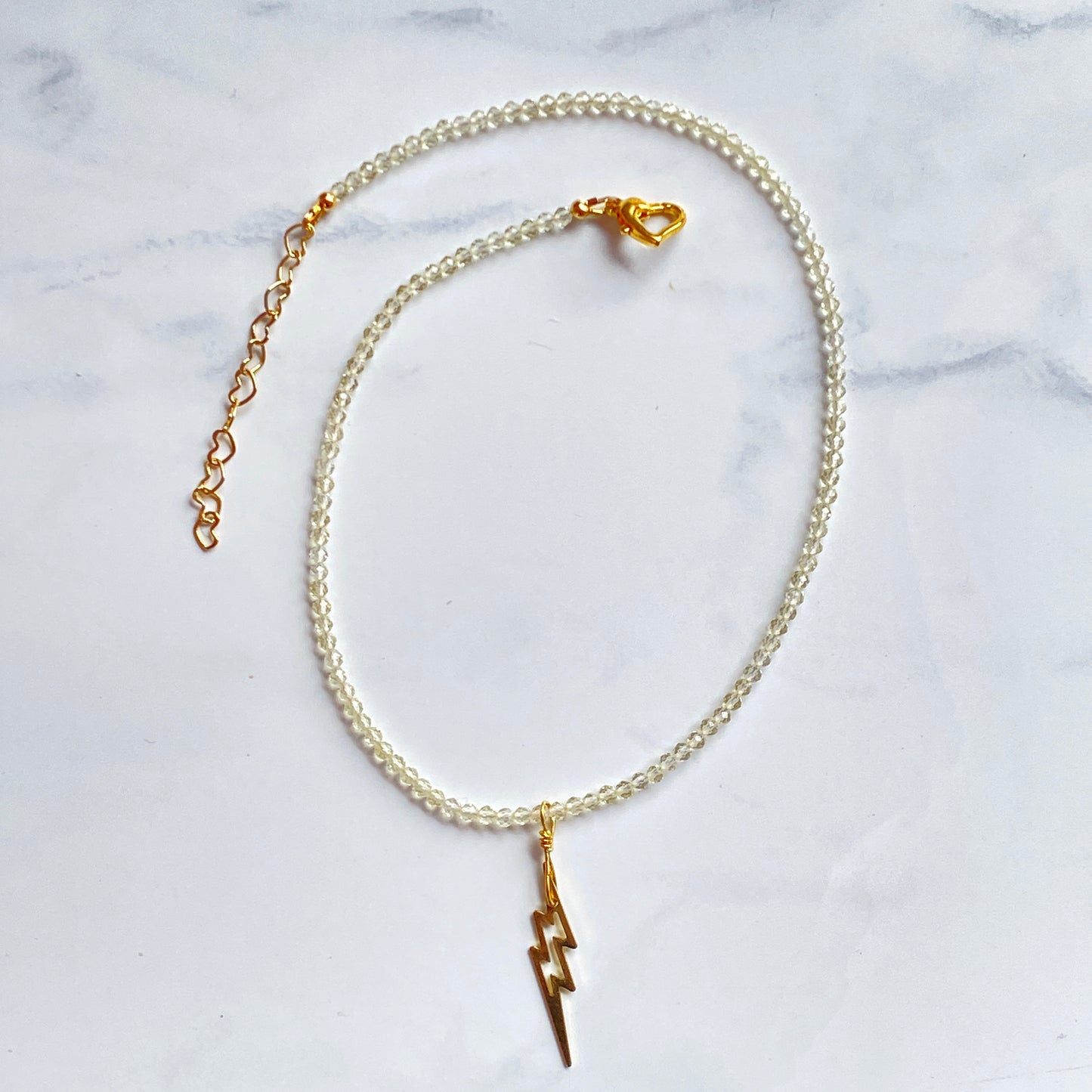 Yellow Topaz and Lightening Bolt Necklace